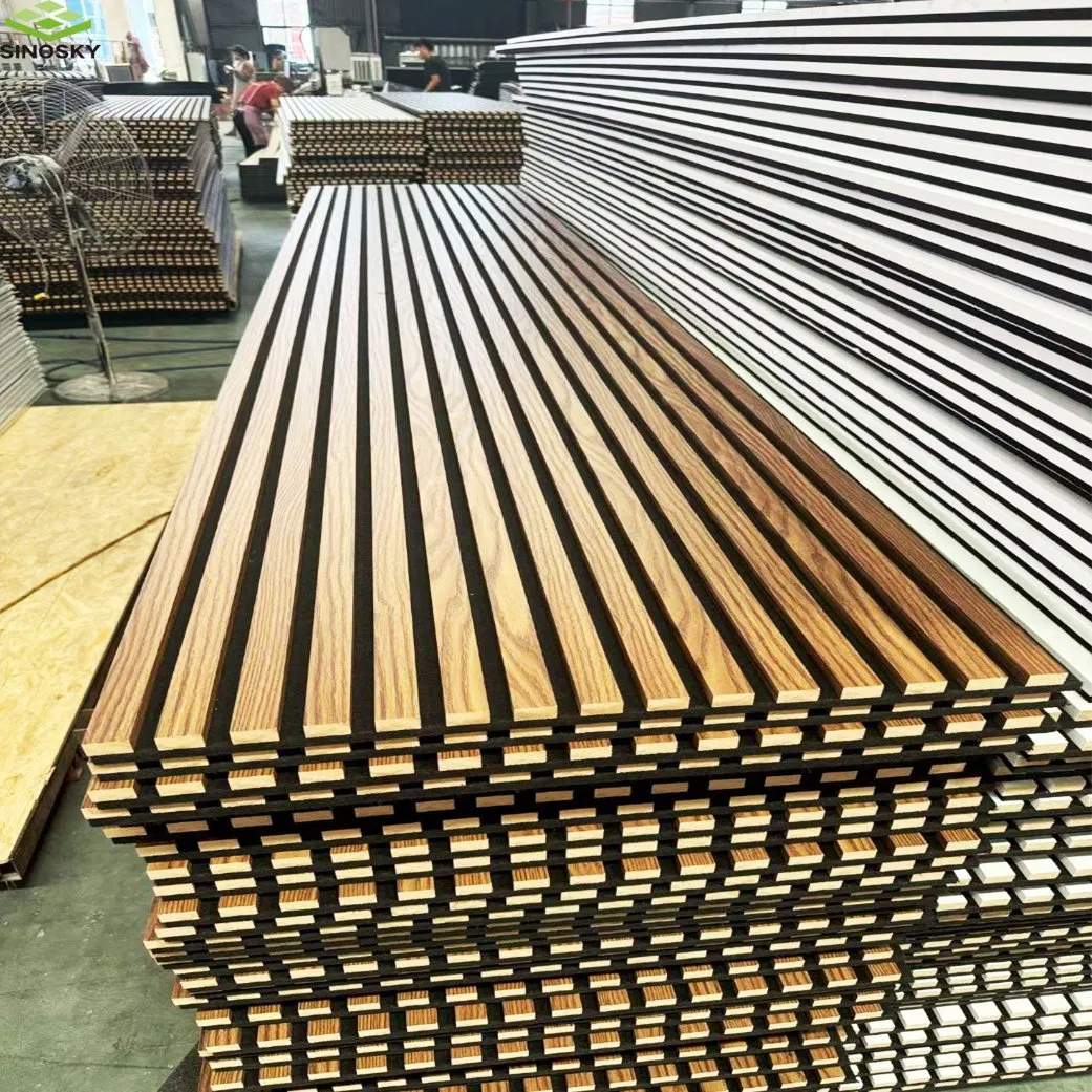 Durable Ribbon-Shaped Wood Veneer Acoustic Slat Wall Panels for Comfortable Home Design