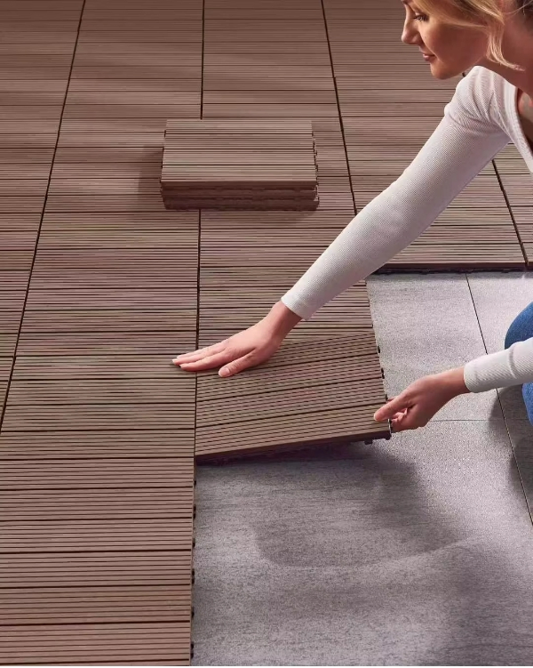 300*300mm Factory Wholesale DIY Floor for Garden Balcony Eco-Friendly WPC Interlocking Deck Tile Outdoor