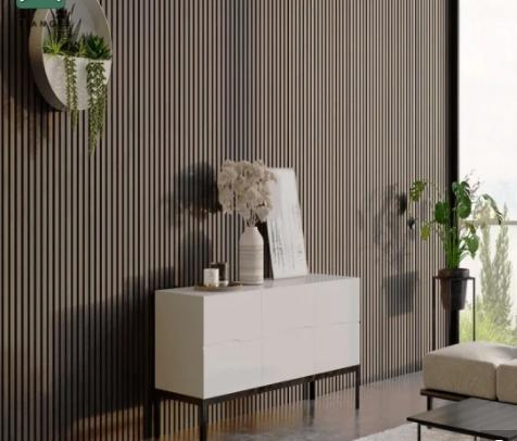 Slat Wall Covering MDF Wood Veneer Pet Acoustic Slatted Wooden Ceiling Panel