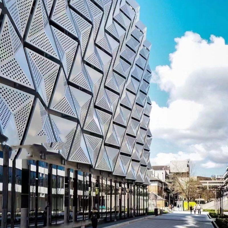 Decoration Aluminum Perforated Curtain Wall Project Aluminum Mesh Facade Cladding 3D Wall Cladding