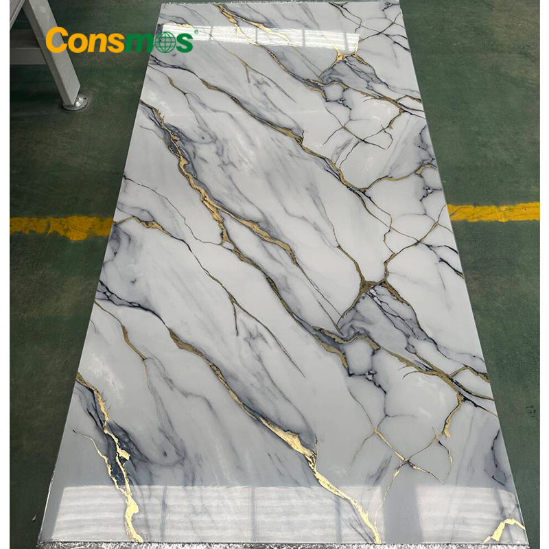 1220*2440mm High Gloss Flexible 3D UV Coating PVC Marble Sheet for Home Decor