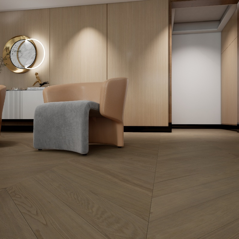 7-15 mm Multi-Layer Laminate Oak Sandalwood Solid Engineered Wood Flooring for Hotel