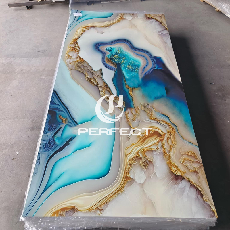 High Glossy Marble, Waterproof, Fireproof, Easy-to-Clean, Scratch-Resistant and Long-Lasting for Bathroom Walls and Wet Interior Spaces. PVC Marble Sheet