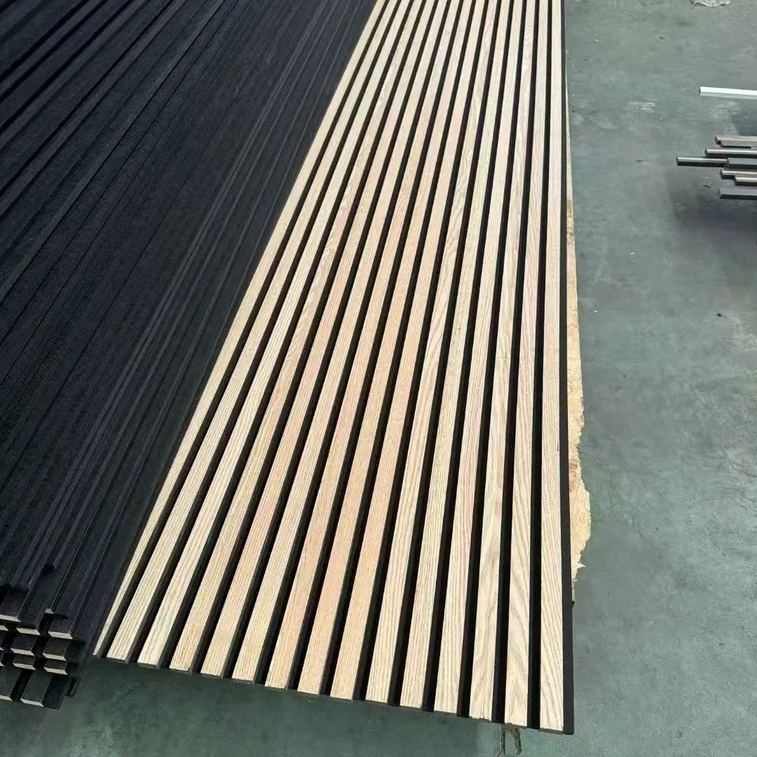 Custom Color MDF Wood Texture Noise Absorbtion Akupanel Board Acoustic Slat Wall Panel for Corporate Office and Luxury Hotel Lobby