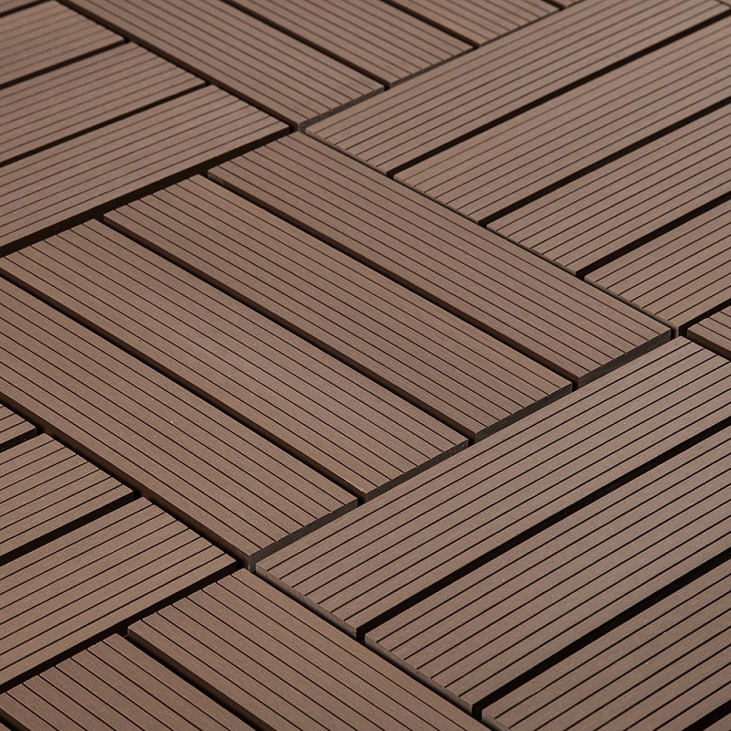 300*300 mm Quick Installation Low Maintenance Waterproof Anti-Fade Wood Plastic Composite WPC Interlocking Patio Deck Tiles