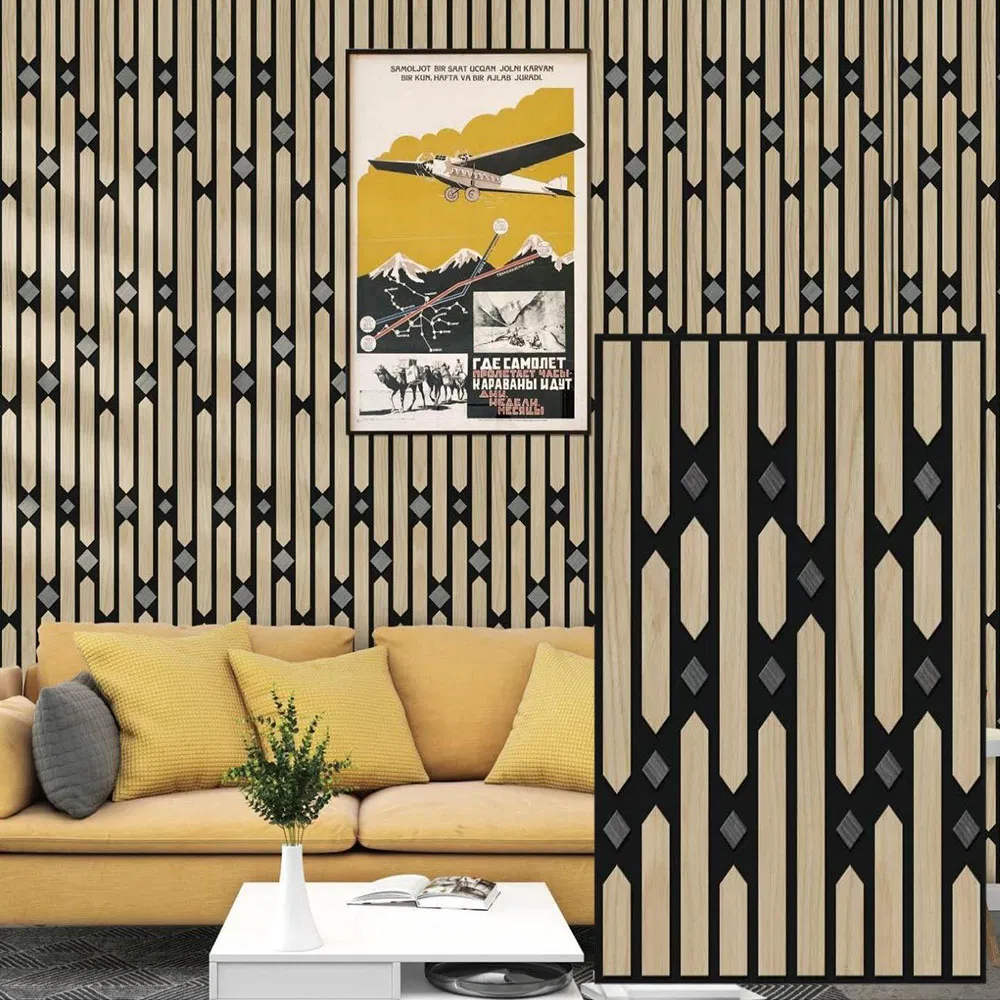 Pet Black Acoustic Panels in Boxes 2400*600mm Slatwall Interior Decorative Panel