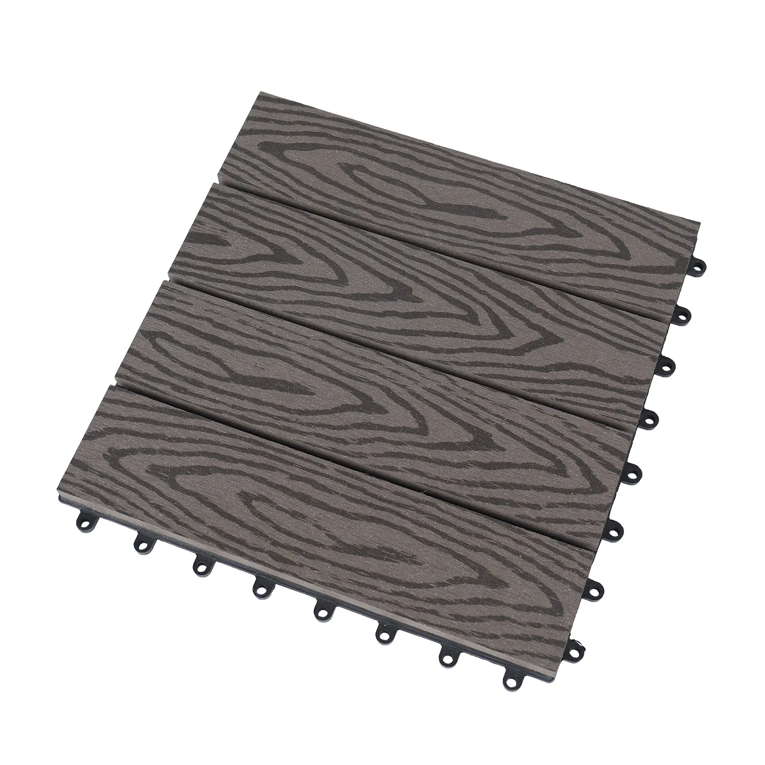 Interlocking Grids Low Maintenance WPC Louver Outdoor Wooden Deck Tiles