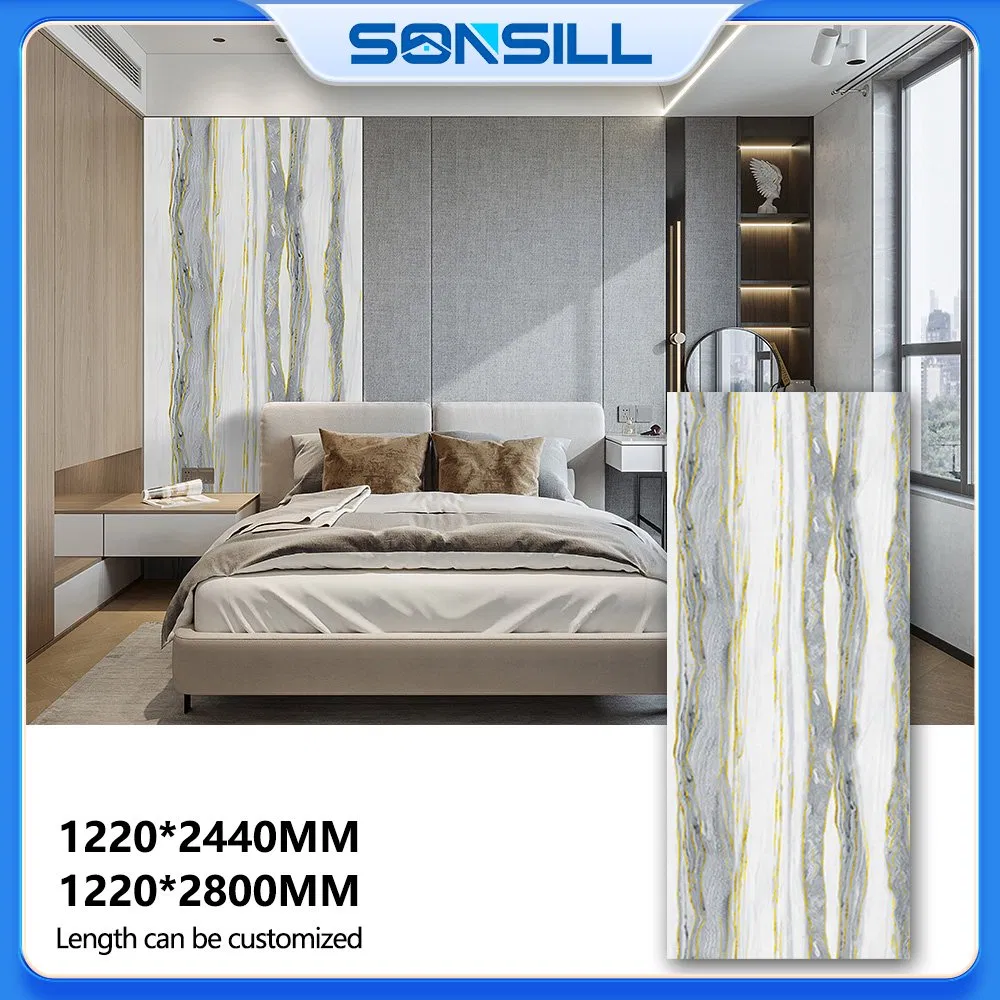 Sonsill 1200*2440 mm Waterproof Interior High Glossy UV PVC Wall Plastic Marble Sheet for Interior Decoration