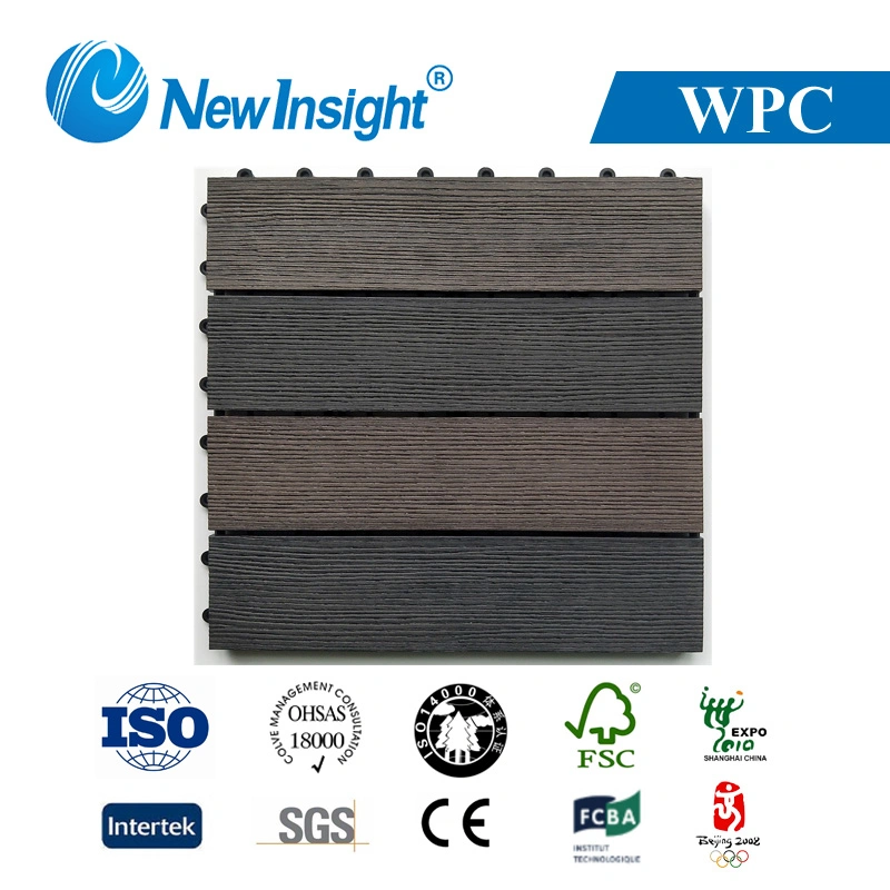 DIY WPC Wood Plastic Composite Decking Tile, Waterproof Floor Tile, Easy Installation for Real Estate and So on
