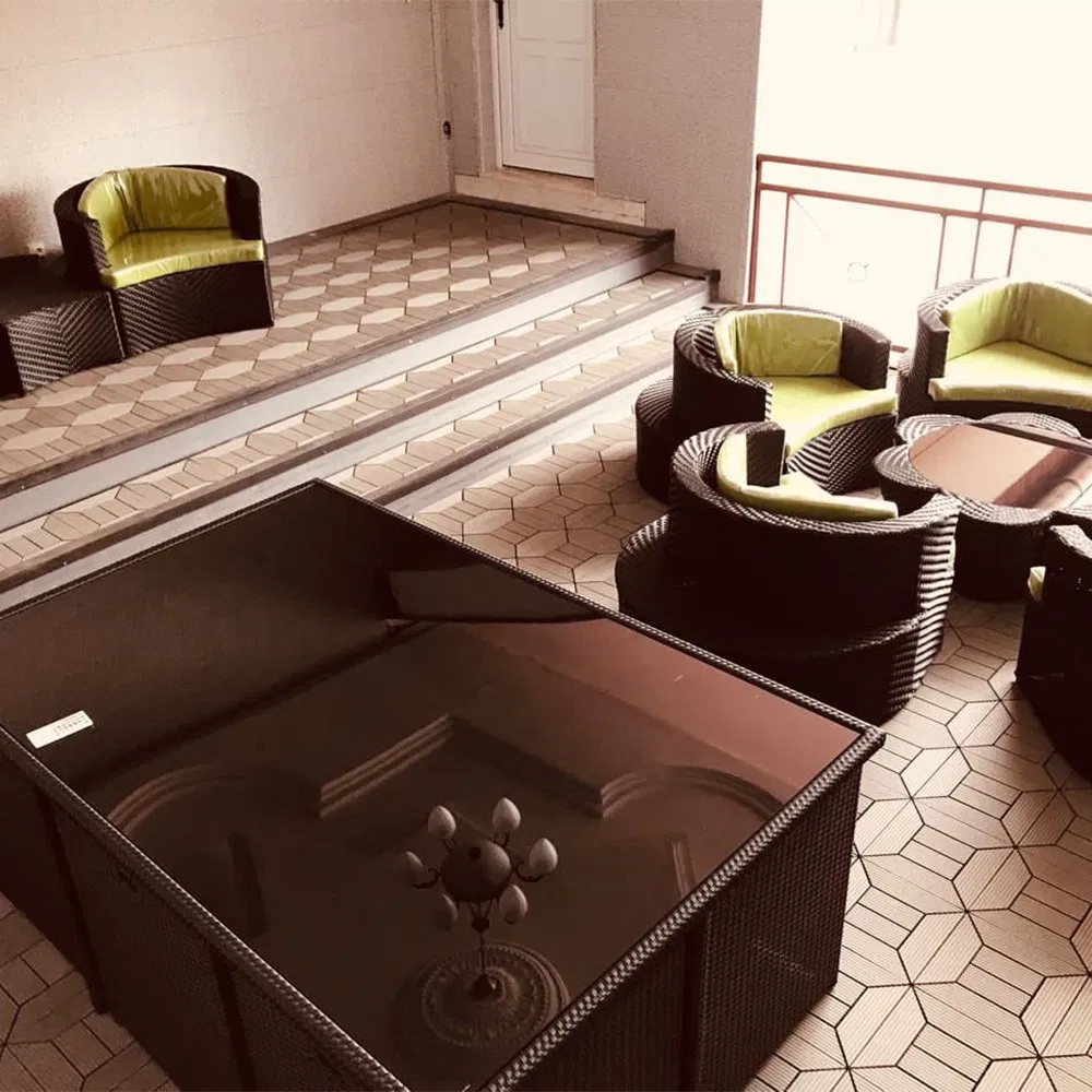 European Welcome Decoration Wood Grain WPC Wood Plastic Composite Walkway Decking Compositewpc Tiles Boards Deep Embossed Tile