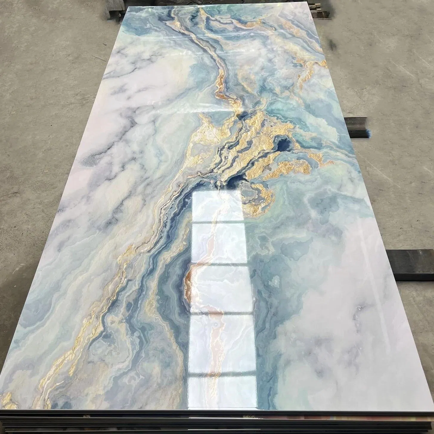 PVC Marble Sheet with UV Coating for Bathroom or TV Wall Decoration