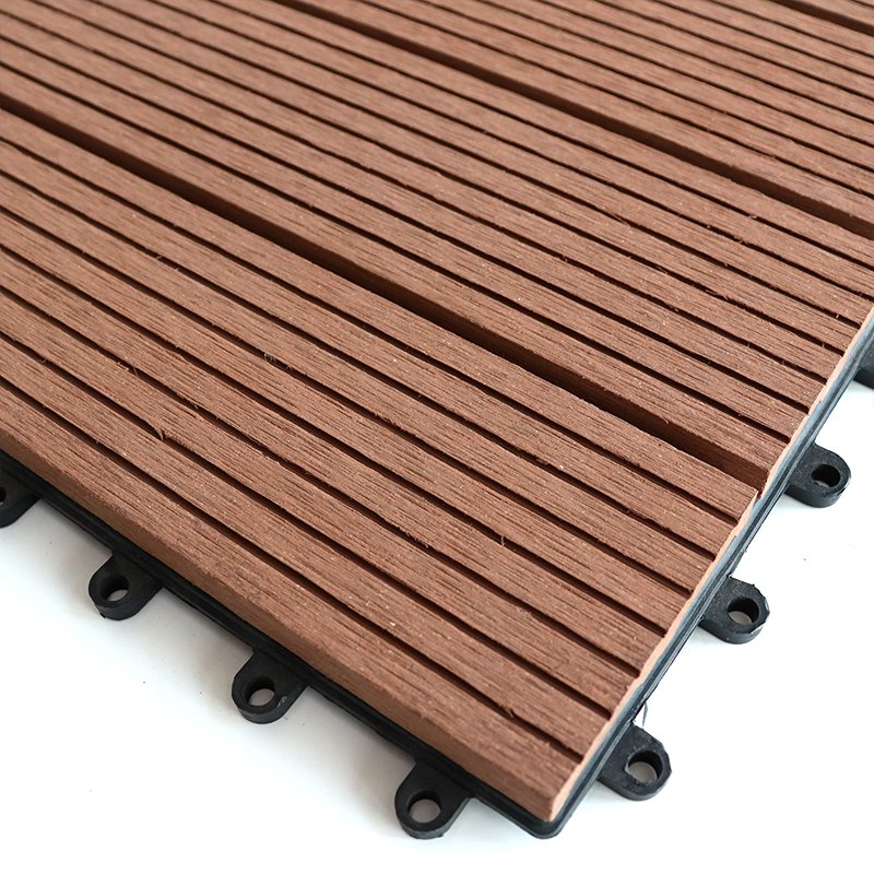 Interlocking Grids Low Maintenance WPC Louver Outdoor Wooden Deck Tiles