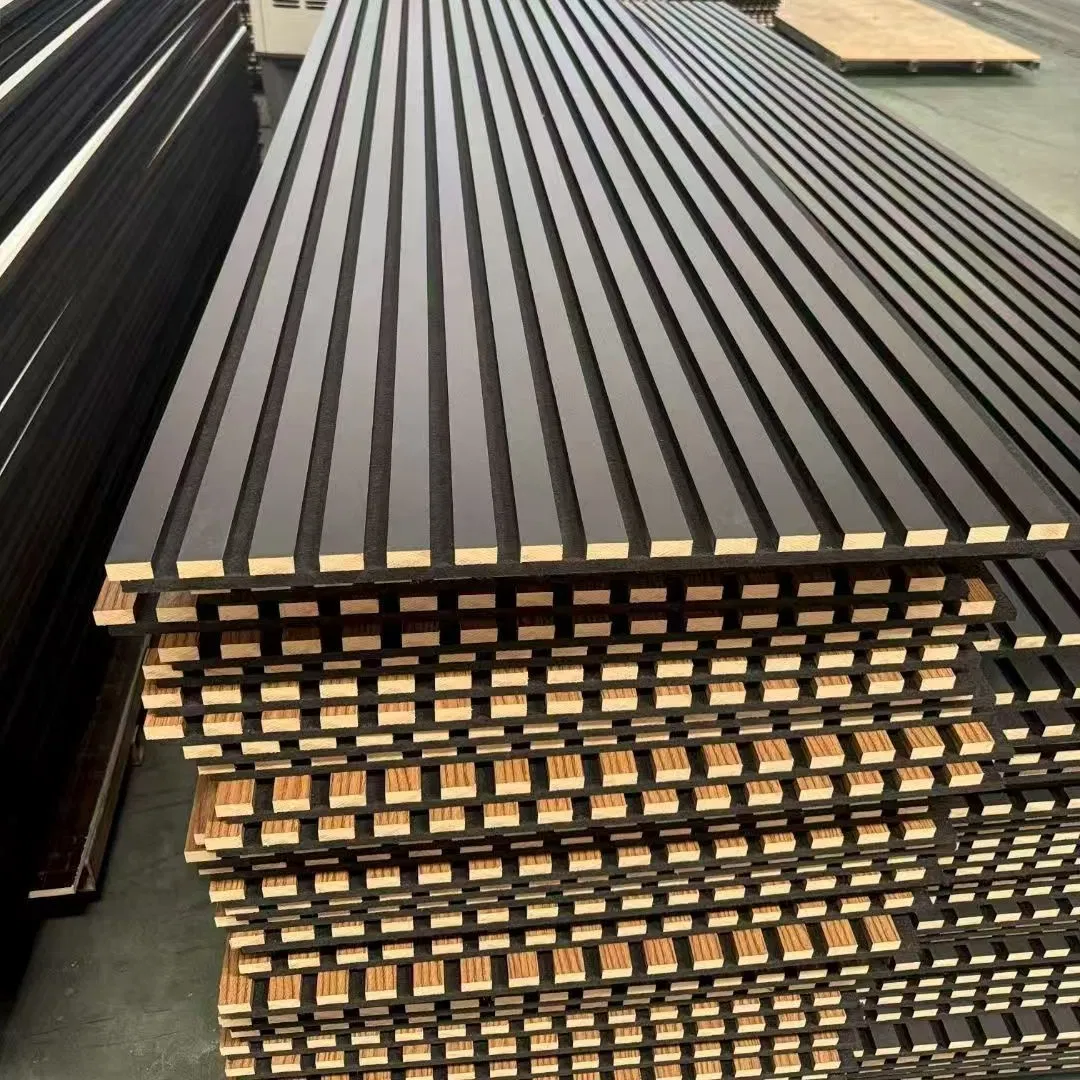 Custom Color MDF Wood Texture Noise Absorbtion Akupanel Board Acoustic Slat Wall Panel for Corporate Office and Luxury Hotel Lobby