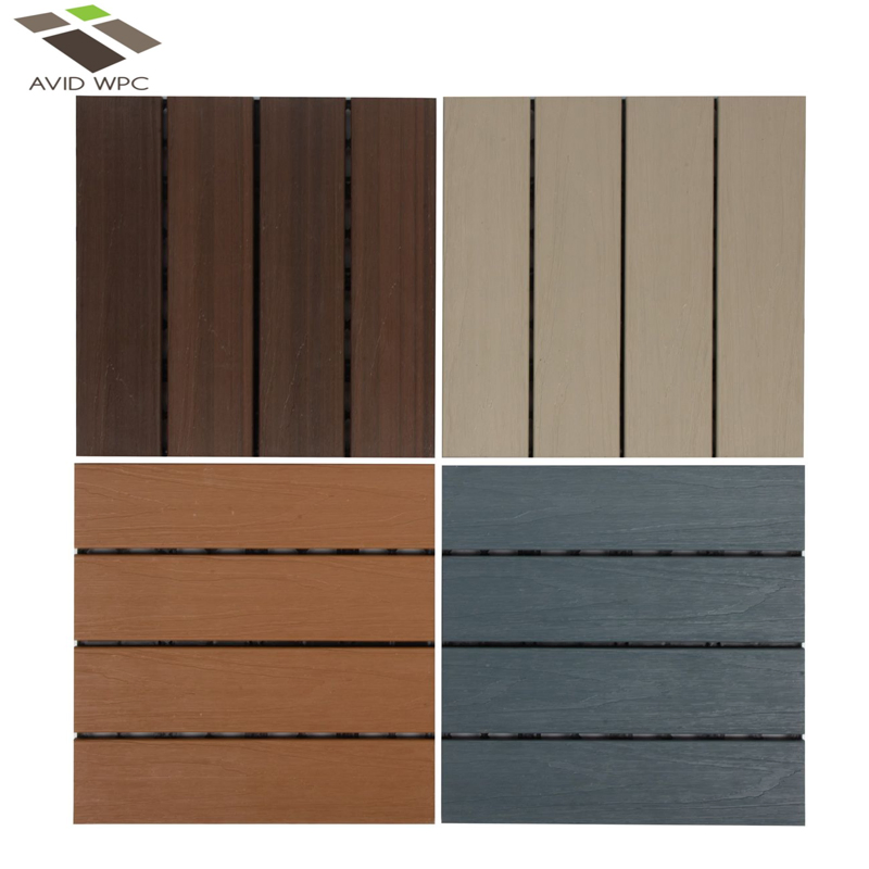 WPC Co-Extrusion Tiles Eco-Friendly WPC Solid Interlock Floor Tile Wood Plastic Composite Decking Outdoor DIY Floor Tiles
