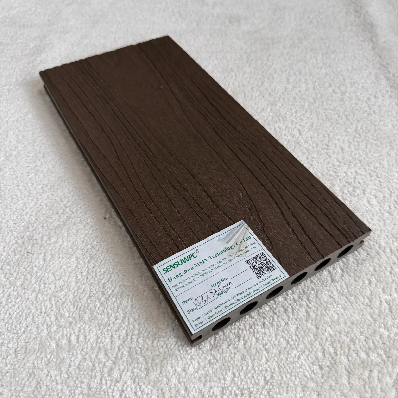 143X22.5mm Hollow Co-Extruded WPC Decking 3D Embossed Wood Grain Outdoor