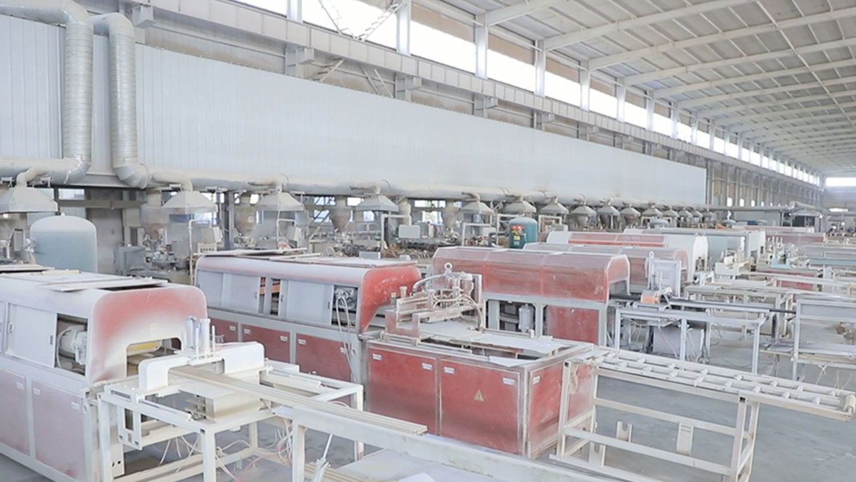 Full wall panels production line showing industrial scale manufacturing capabilities