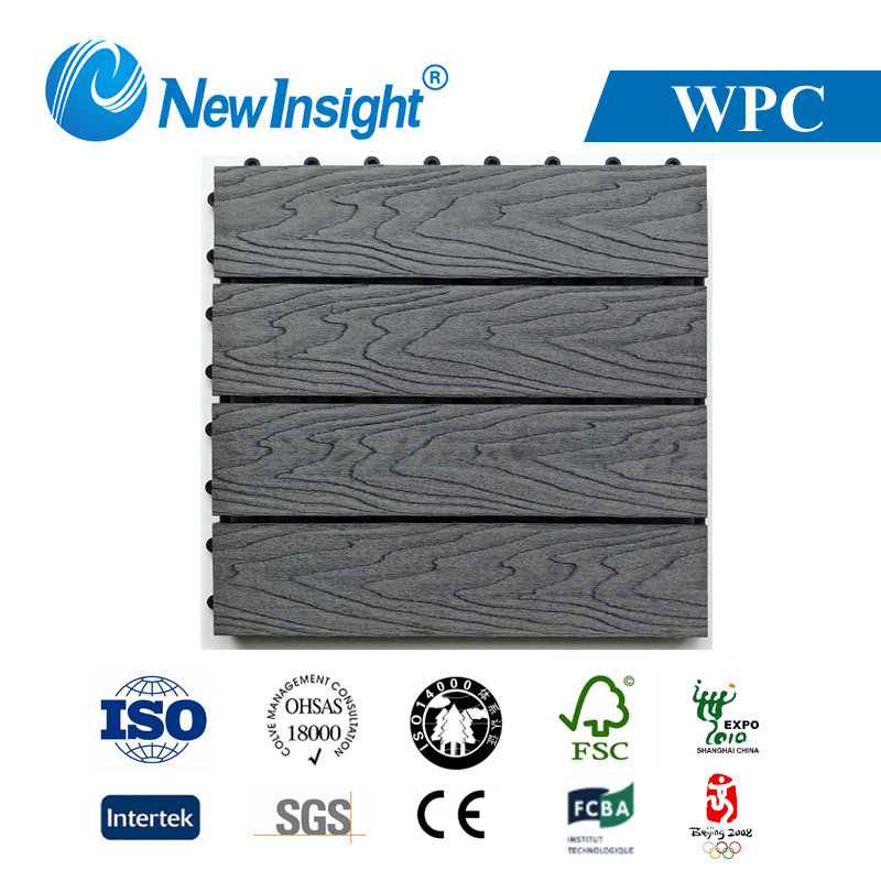 DIY WPC Wood Plastic Composite Decking Tile, Waterproof Floor Tile, Easy Installation for Real Estate and So on