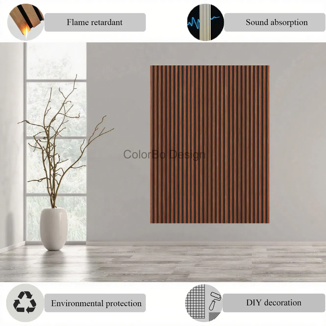 Premium Acoustic Modern Indoor 2400x320mm Wooden Slat Wall Panel