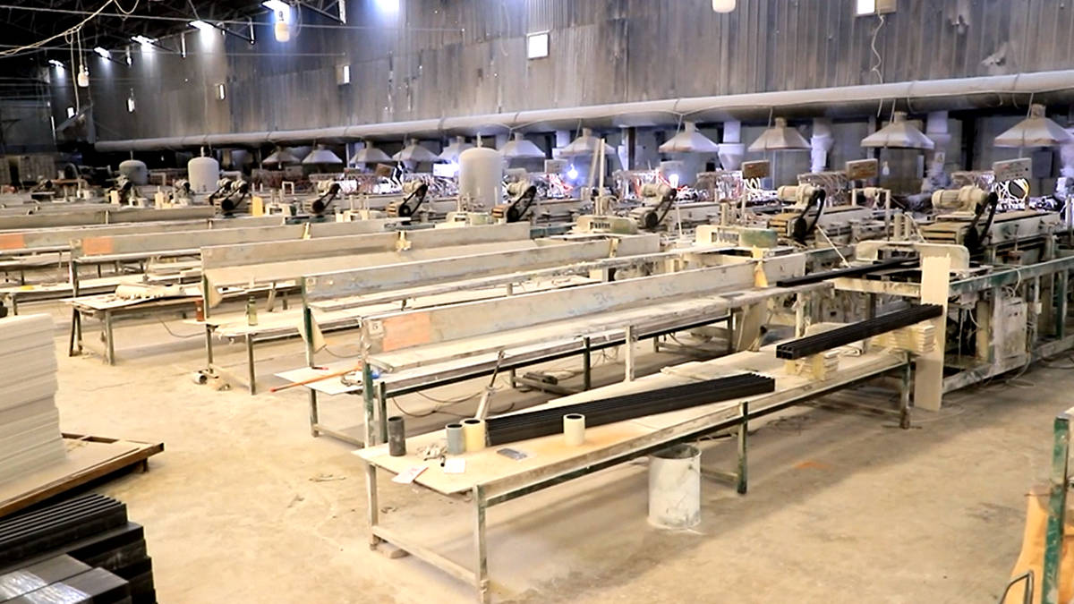 PVC panel extruding production line overview at Foshan Haven manufacturing facility