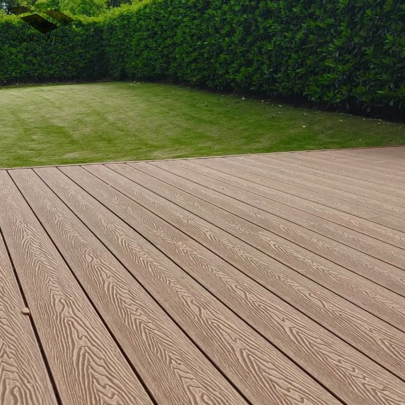 WPC Manufacturer Since 2014 Customized 140*25mm Hollow Wood Grain Decking Wood Plastic Texture WPC Outdoor Decking 3D Embossing