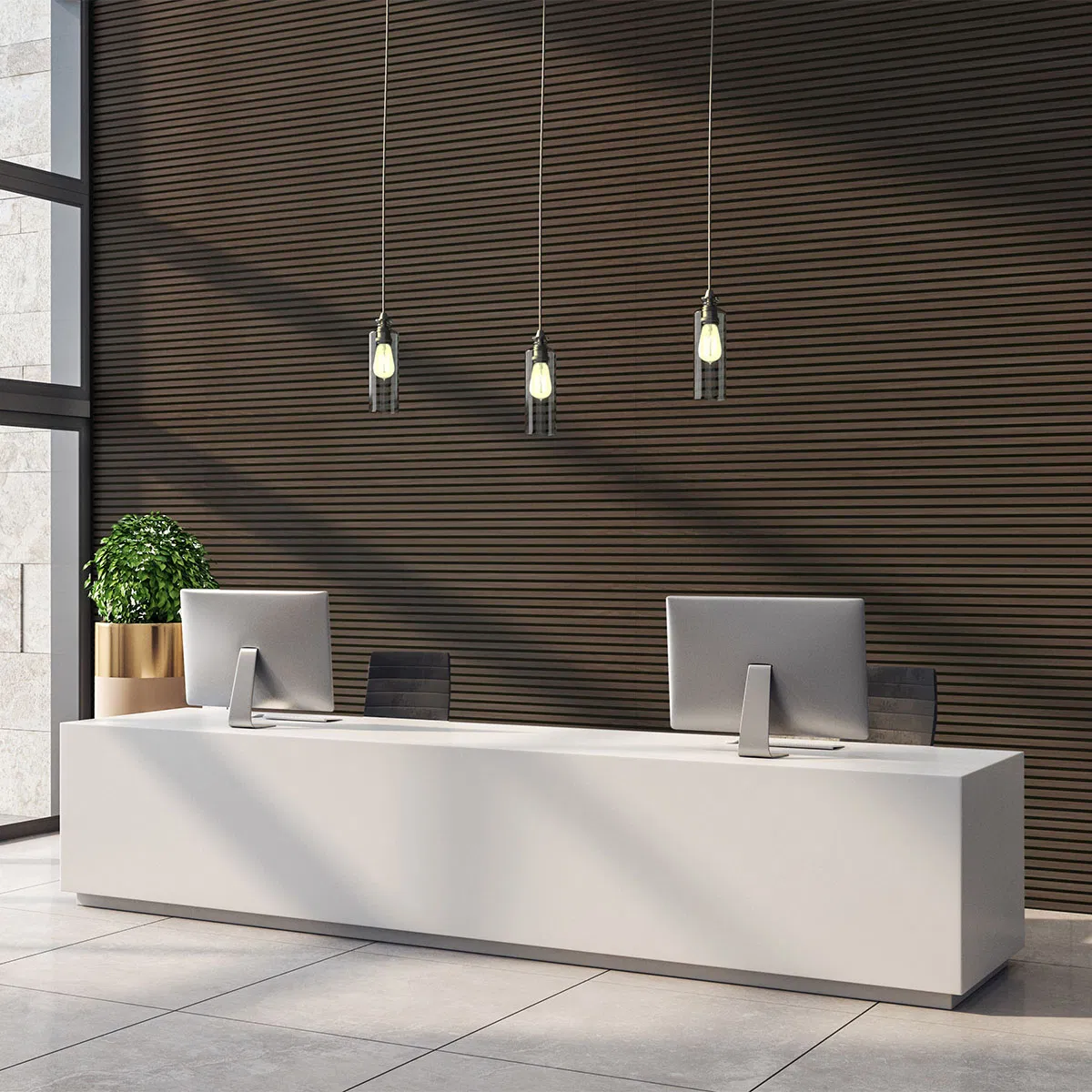 Pet Black Acoustic Panels in Boxes 2400*600mm Slatwall Interior Decorative Panel