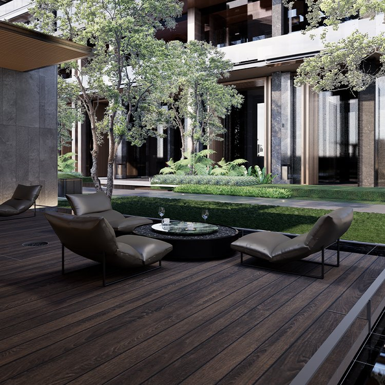 Solid WPC Composite Decking Hot Sale Anti-Corrosion No Fading Outdoor Decking Board for Courtyard