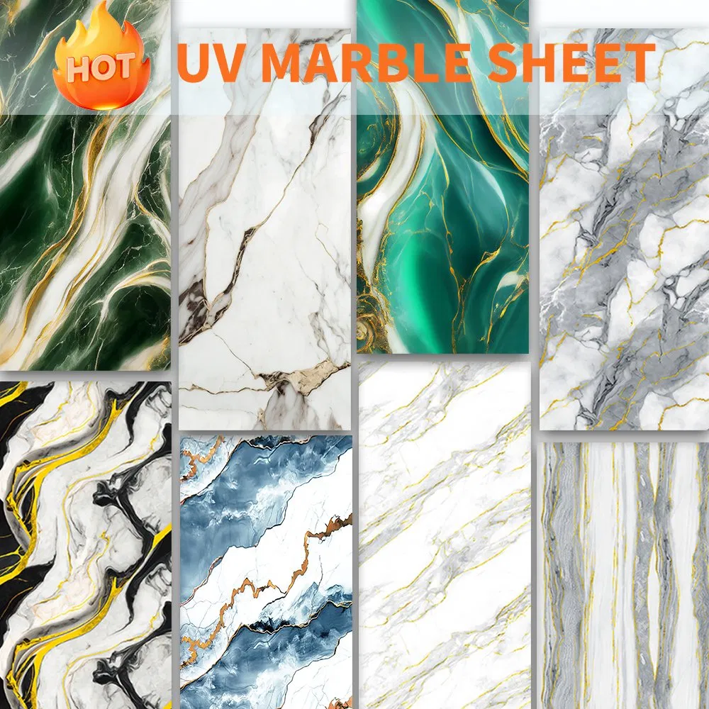 Sonsill 1200*2440 mm Waterproof Interior High Glossy UV PVC Wall Plastic Marble Sheet for Interior Decoration