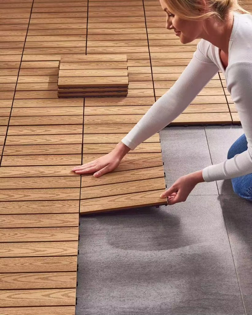 300*300mm Factory Wholesale DIY Floor for Garden Balcony Eco-Friendly WPC Interlocking Deck Tile Outdoor