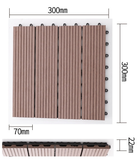 Interlocking Wood Plastic Composite DIY WPC Decking Tiles Board
