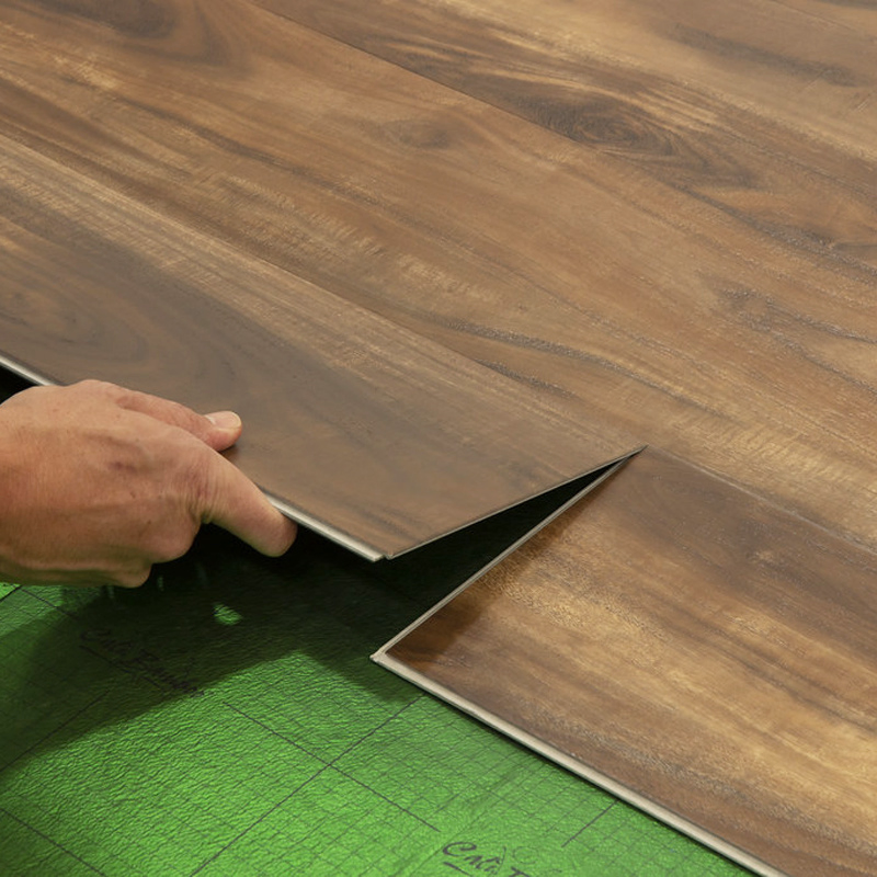 Manufacturer 4mm/5mm/6mm Commercial Use Modern Style Pad 1.5m EVA IXPE 100% Waterproof Unilin Click Herringbone Rigid Vinyl Plank Spc Flooring Click Vinyl Tile