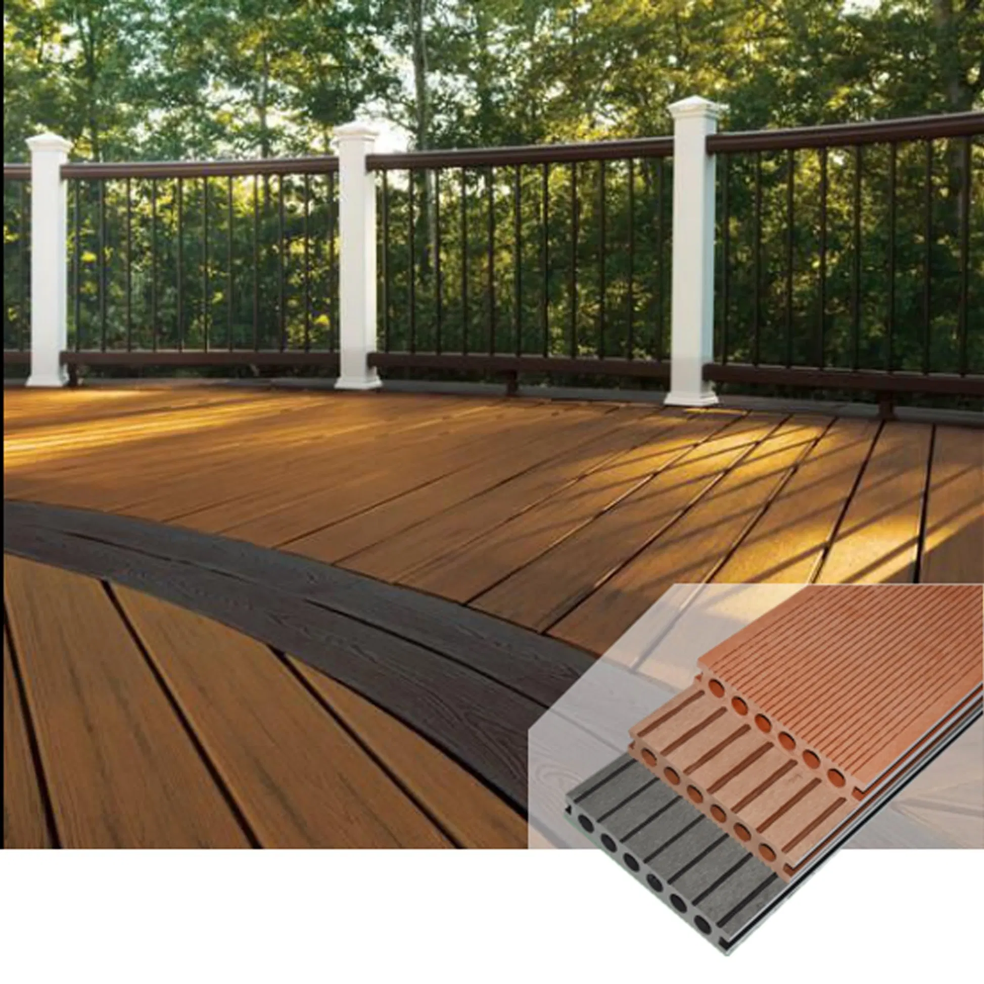 Easy Cleaning Anti-Crack Hollow WPC Outdoor Wood Flooring Decking Floor
