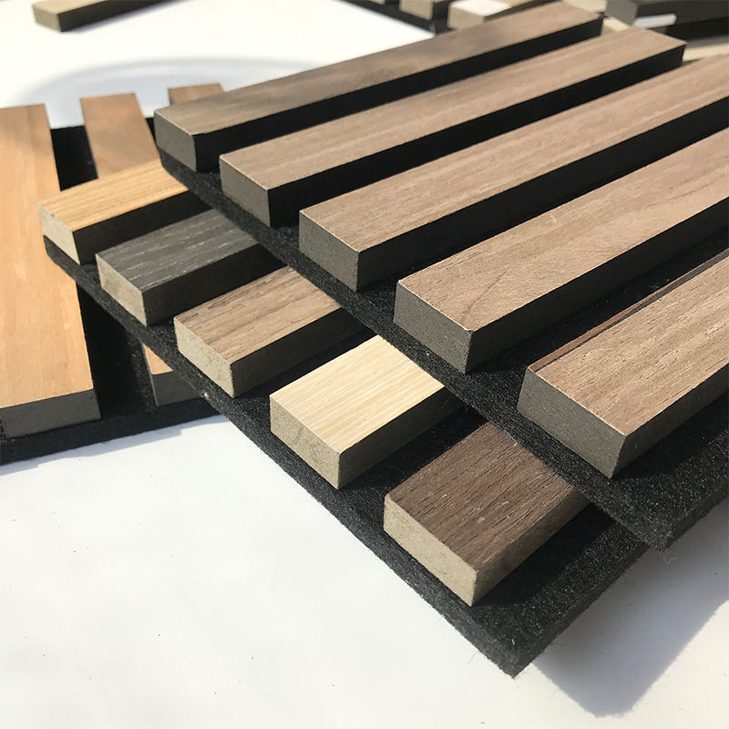Natural Walnut OEM Sound Acoustic Slat Wall Panels for Hotel Natural Walnut