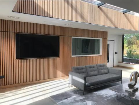 Slat Wall Covering MDF Wood Veneer Pet Acoustic Slatted Wooden Ceiling Panel