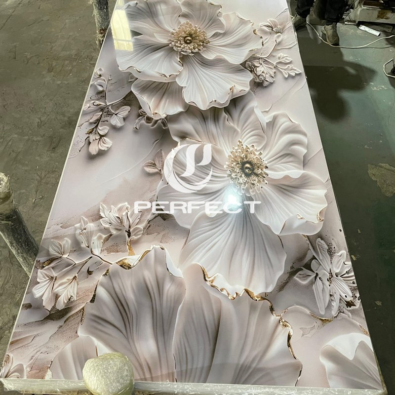 High Surface Gloss, Three-Dimensional Effect, Scratch-Resistant, Wear-Resistant, Easy to Install. High-Quality PVC Marble Sheet, Suitable Interior Decoration.