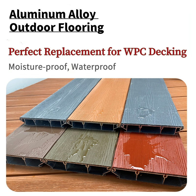 UV-Stable Exterior Solid Waterproof Aluminum Alloy Outdoor Floor High Strength WPC Wood Plastic Composite Decking of Double Colors