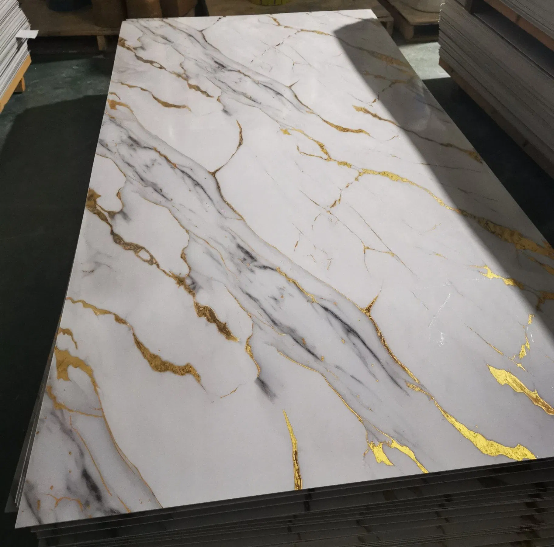 1.22X2.44m Thickness 3mm Interior Decoration Wall Panel 3D Waterproof High Glossy UV Coating PVC Marble Sheet for United Arab Emirates Oman Saudi Arabia