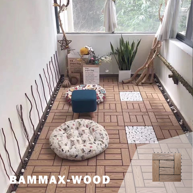 Sanding/ Embossing/ Brushing 22mm WPC Louver Composite Interlocking Tiles Decking