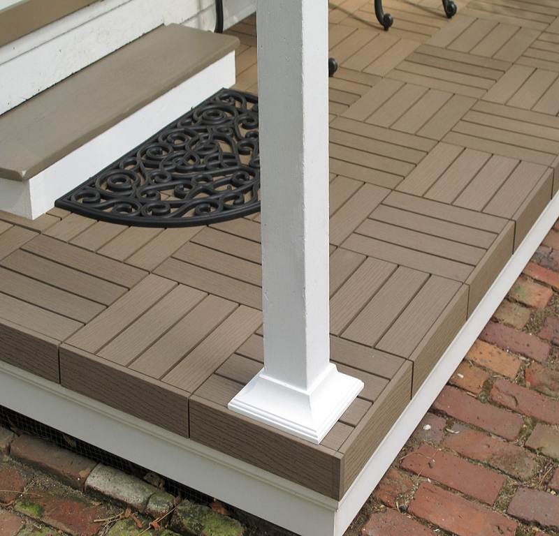 Quick Installation Anti-Fade Waterproof Anti-UV Anti Scratch Easily Assemble Wood Plastic Composite Interlocking WPC Decking Tile