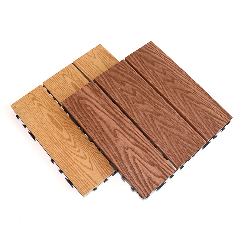 300*300*26.5mm Thick Solid DIY WPC Composite Wood Tile 3D Wood Grain Embossed Super Durable Interlock Click Outdoor Decking Tile