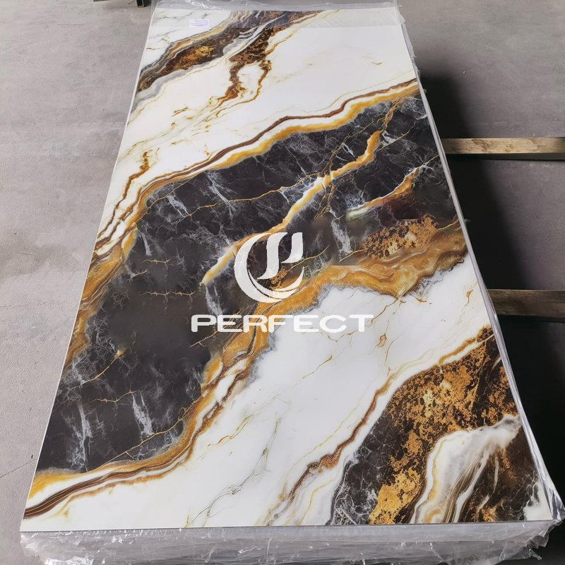 High Glossy Marble, Waterproof, Fireproof, Easy-to-Clean, Scratch-Resistant and Long-Lasting for Bathroom Walls and Wet Interior Spaces. PVC Marble Sheet
