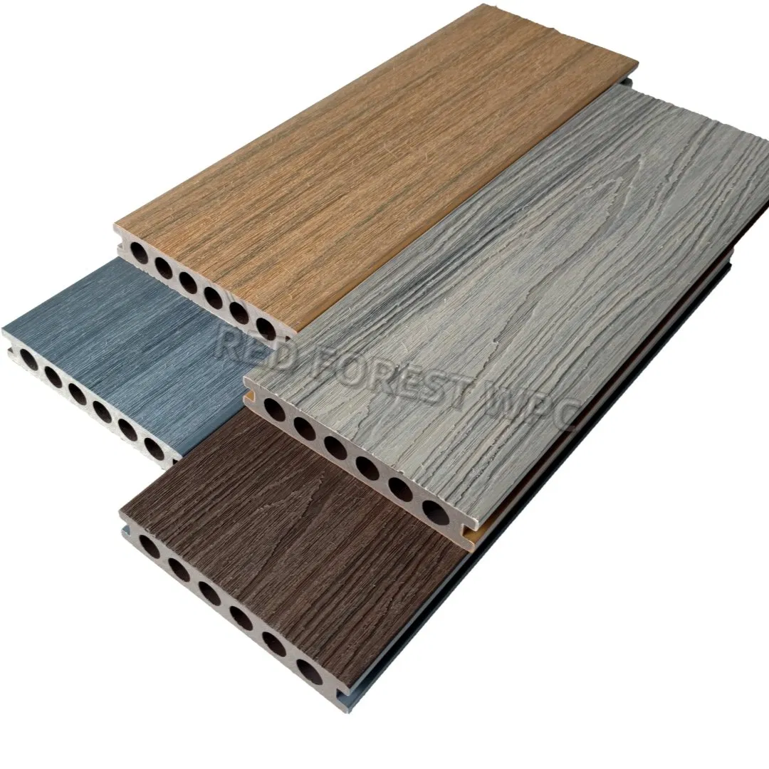 Double-Faced Eco-Friendly Second Generation Co-Extrusion 3D Wood Grain Wood Plastic Composite Panel Solid Waterproof Garden Terrace Outdoor WPC Flooring Decking
