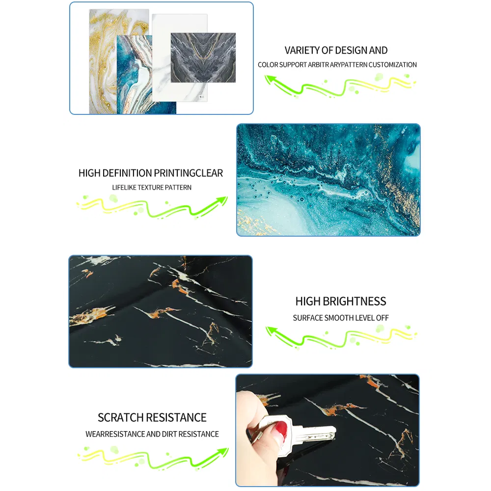 Sonsill 1200*2440 mm Waterproof Interior High Glossy UV PVC Wall Plastic Marble Sheet for Interior Decoration