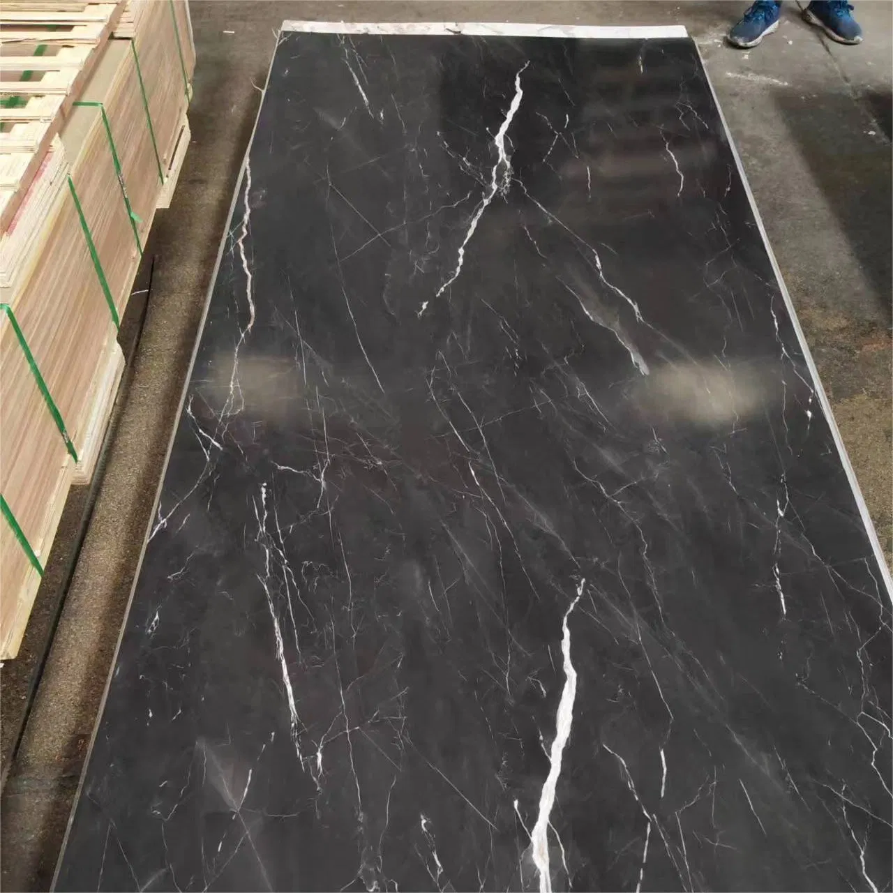 PVC Marble Sheet with UV Coating for Bathroom or TV Wall Decoration