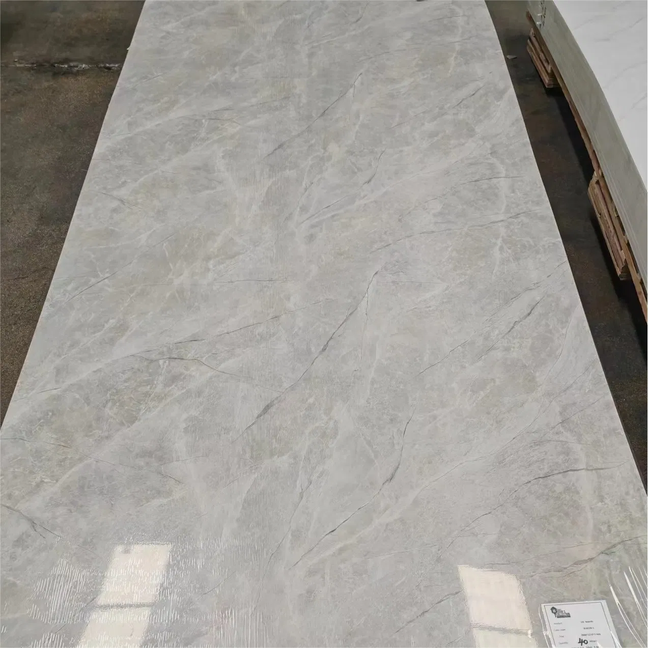 PVC Marble Sheet with UV Coating for Bathroom or TV Wall Decoration