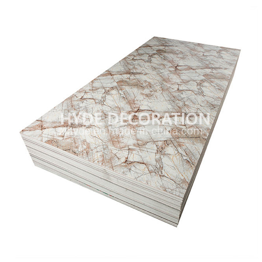 1.22X2.44m Thickness 3mm Interior Decoration Wall Panel 3D Waterproof High Glossy UV Coating PVC Marble Sheet for United Arab Emirates Oman Saudi Arabia