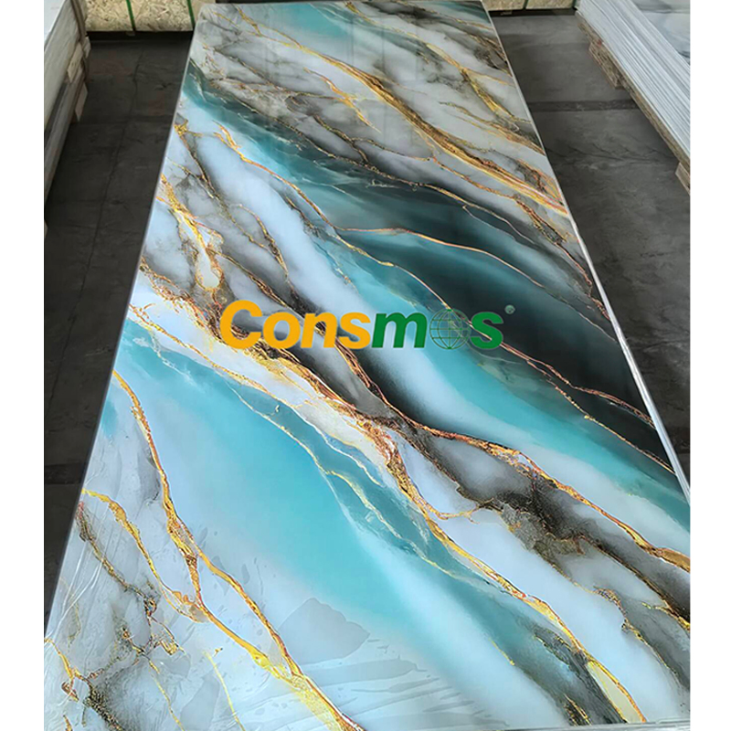 1220*2440mm High Gloss Flexible 3D UV Coating PVC Marble Sheet for Home Decor