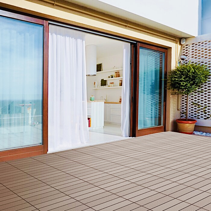 Quick Installation Anti-Fade Waterproof Anti-UV Anti Scratch Easily Assemble Wood Plastic Composite Interlocking WPC Decking Tile