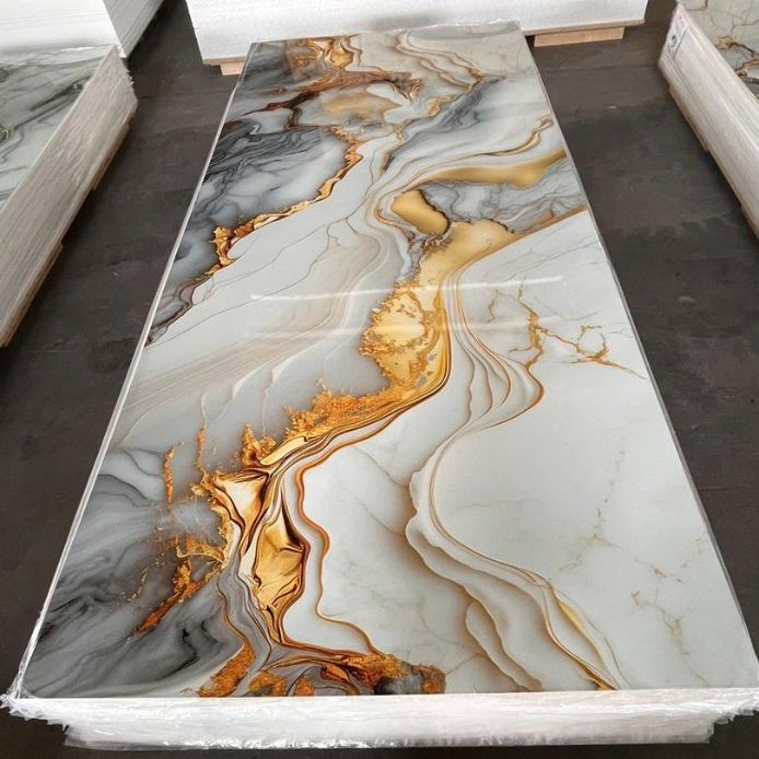 Decoration Waterproof PVC Marble Sheet for Bathroom with High Glossy Wallboard