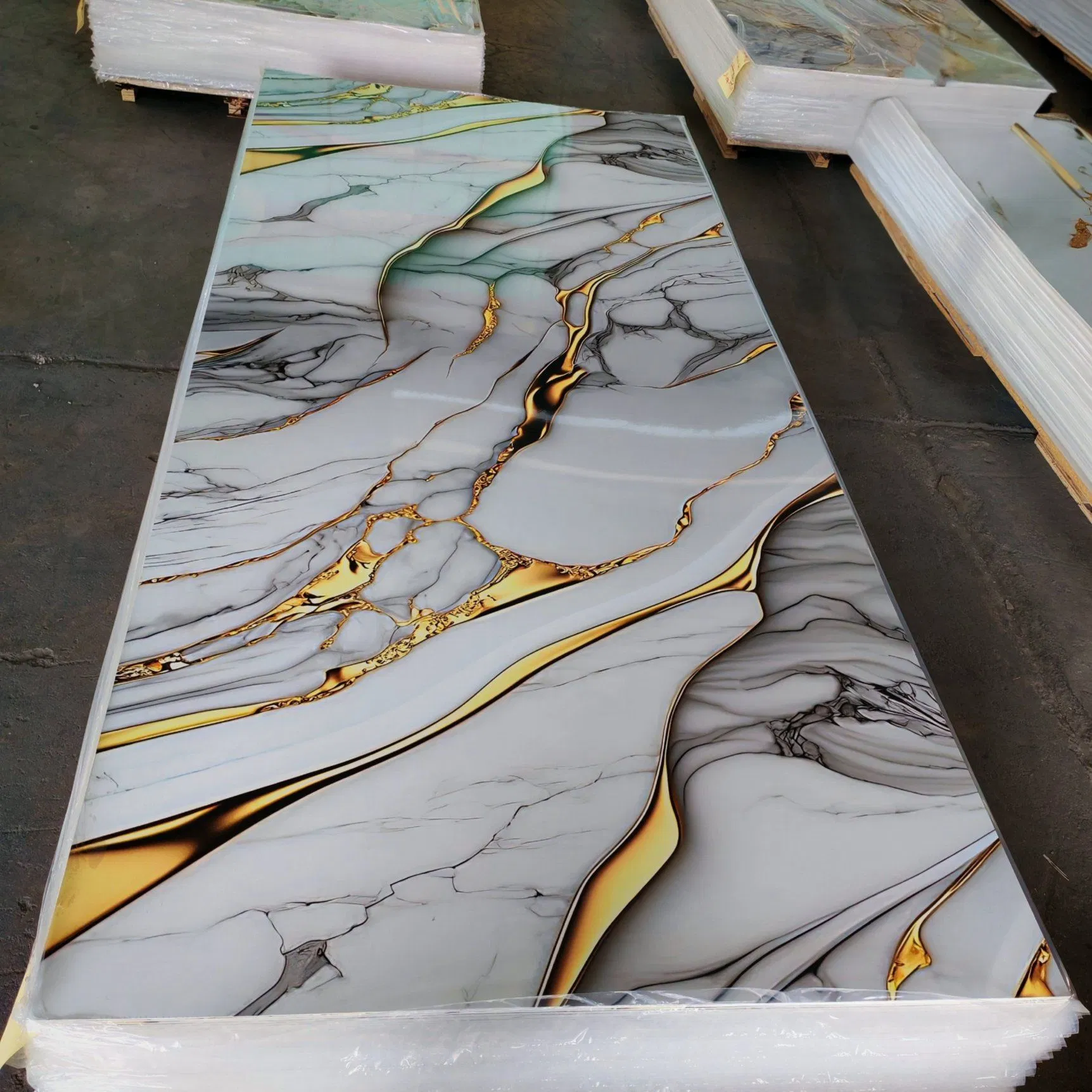 Decoration Waterproof PVC Marble Sheet for Bathroom with High Glossy Wallboard