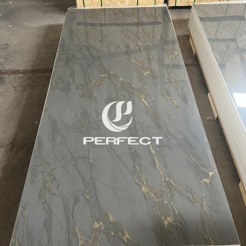White High-Quality 1220*2440 mm Waterproof, Moisture-Proof, Scratch-Resistant, Easy-to-Clean UV/PVC Marble Sheet, Suitable for Bathroom Use.